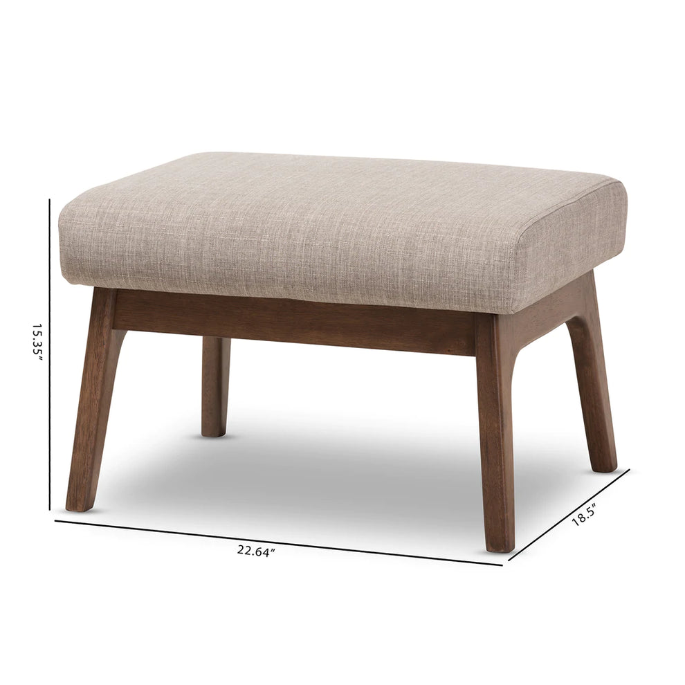 Baxton Studio Bianca Mid-Century Modern Walnut Wood Light Grey Fabric Ottoman | Ottomans | Modishstore - 6