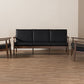 Baxton Studio Venza Mid-Century Modern Walnut Wood Black Faux Leather 3-Piece Livingroom Set | Sofas | Modishstore - 4