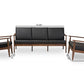 Baxton Studio Venza Mid-Century Modern Walnut Wood Black Faux Leather 3-Piece Livingroom Set | Sofas | Modishstore - 6