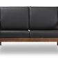 Baxton Studio Venza Mid-Century Modern Walnut Wood Black Faux Leather 3-Piece Livingroom Set | Sofas | Modishstore - 13