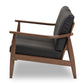 Baxton Studio Venza Mid-Century Modern Walnut Wood Black Faux Leather 2-Seater Loveseat | Loveseats | Modishstore - 6