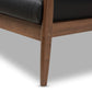 Baxton Studio Venza Mid-Century Modern Walnut Wood Black Faux Leather 2-Seater Loveseat | Loveseats | Modishstore - 8