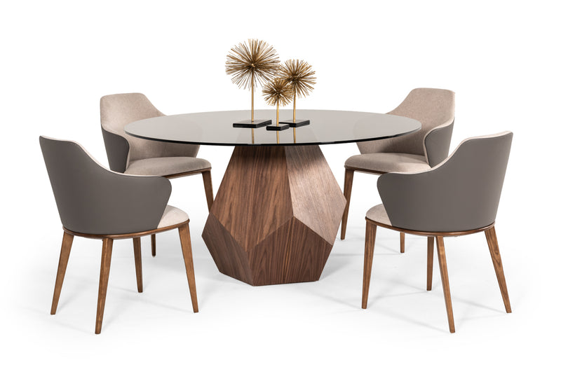 Modrest Rackham Modern Walnut Round Dining Table | Modishstore | Dining Tables