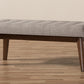 Baxton Studio Elia Mid-Century Modern Walnut Wood Light Beige Fabric Button-Tufted Bench | Modishstore | Stools & Benches