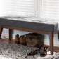 baxton studio elia mid century modern walnut wood light beige fabric button tufted bench | Modish Furniture Store-15