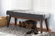 baxton studio elia mid century modern walnut wood light beige fabric button tufted bench | Modish Furniture Store-15