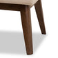 baxton studio elia mid century modern walnut wood light beige fabric button tufted bench | Modish Furniture Store-17