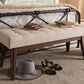 baxton studio elia mid century modern walnut wood light beige fabric button tufted bench | Modish Furniture Store-24