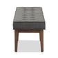 Baxton Studio Lucca Mid-Century Modern Walnut Wood Dark Grey Fabric Button-Tufted Bench | Benches | Modishstore - 4