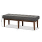 Baxton Studio Lucca Mid-Century Modern Walnut Wood Dark Grey Fabric Button-Tufted Bench | Benches | Modishstore - 5