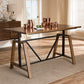 Baxton Studio Nico Rustic Industrial Metal and Distressed Wood Adjustable Height Work Table | Modishstore | Desks