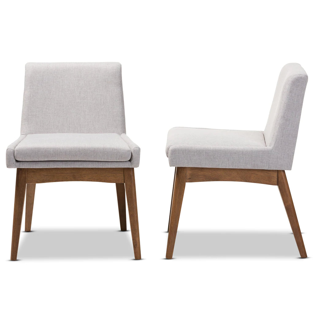 Baxton Studio Nexus Mid-Century Modern Walnut Wood Finishing Greyish Beige Fabric Dining Armchair (Set of 2) | Dining Chairs | Modishstore - 5