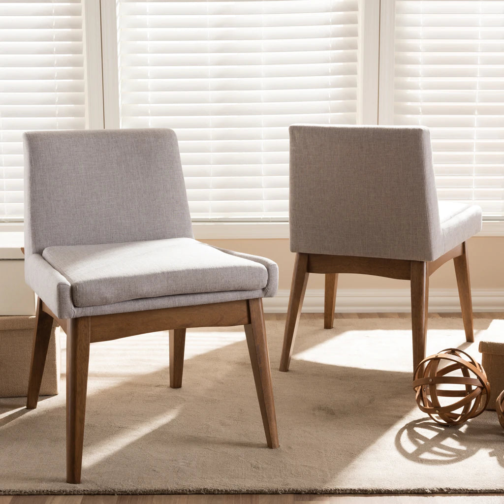Baxton Studio Nexus Mid-Century Modern Walnut Wood Finishing Dark Fabric Dining Side Chair (Set of 2) | Dining Chairs | Modishstore - 11