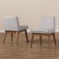 Baxton Studio Nexus Mid-Century Modern Walnut Wood Finishing Greyish Beige Fabric Dining Armchair (Set of 2) | Dining Chairs | Modishstore - 2