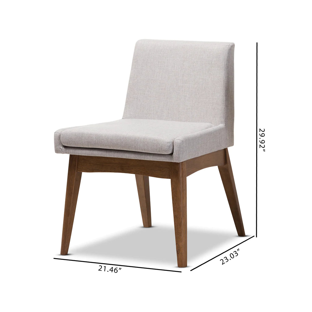 Baxton Studio Nexus Mid-Century Modern Walnut Wood Finishing Greyish Beige Fabric Dining Armchair (Set of 2) | Dining Chairs | Modishstore - 6