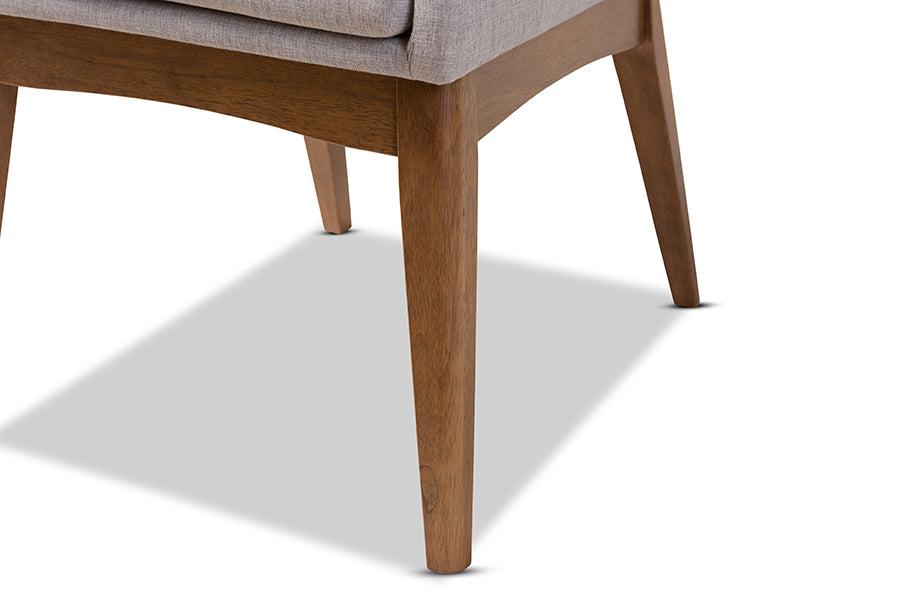 Baxton Studio Nexus Mid-Century Modern Greyish Beige Fabric Upholstered and Walnut Brown Finished Wood 5-Piece Dining Set | Dining Sets | Modishstore - 7