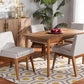 Baxton Studio Nexus Mid-Century Modern Greyish Beige Fabric Upholstered and Walnut Brown Finished Wood 5-Piece Dining Set | Dining Sets | Modishstore