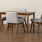 Baxton Studio Nexus Mid-Century Modern Greyish Beige Fabric Upholstered and Walnut Brown Finished Wood 5-Piece Dining Set | Dining Sets | Modishstore - 3