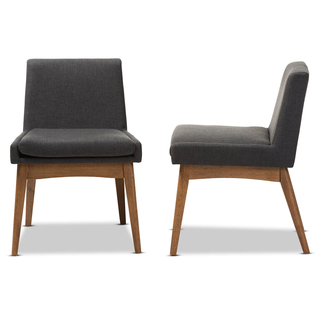 Baxton Studio Nexus Mid-Century Modern Walnut Wood Finishing Dark Fabric Dining Side Chair (Set of 2) | Dining Chairs | Modishstore - 6
