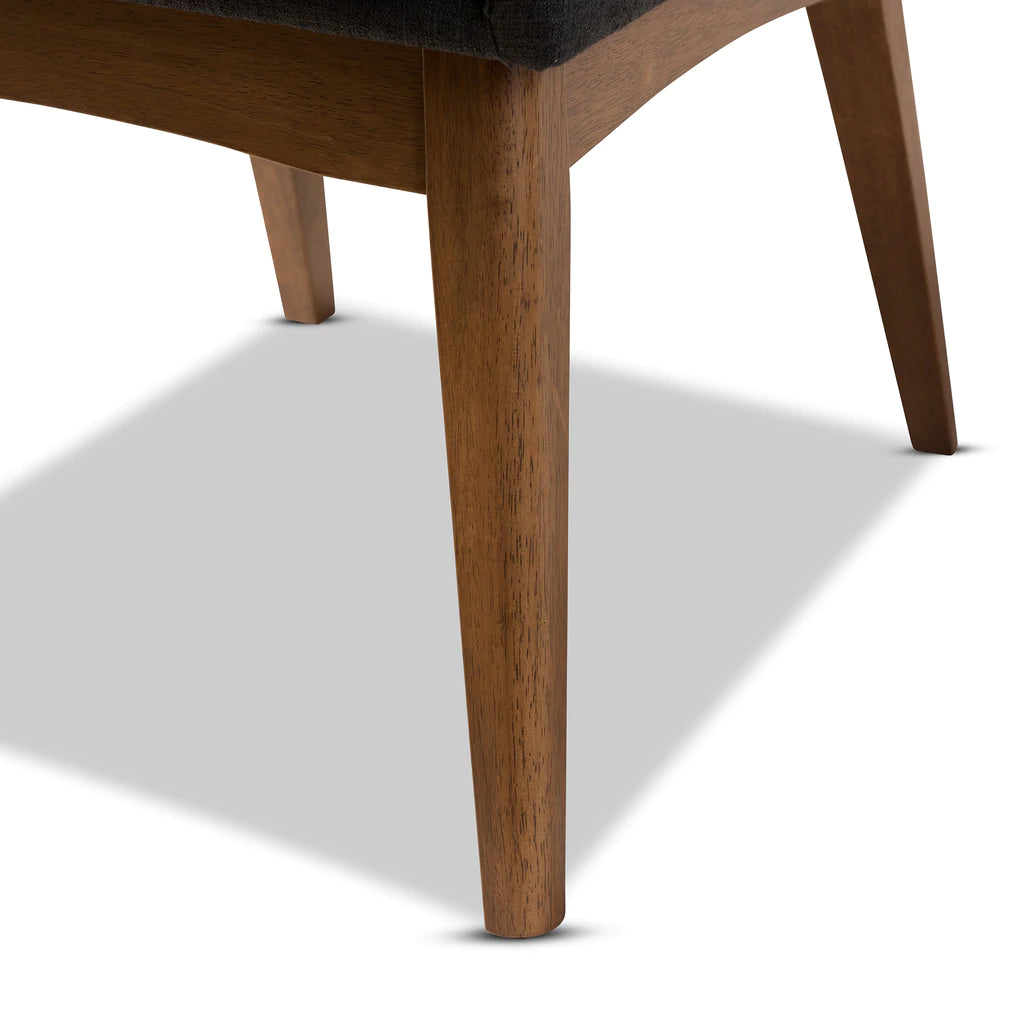 Baxton Studio Nexus Mid-Century Modern Walnut Wood Finishing Dark Fabric Dining Side Chair (Set of 2) | Dining Chairs | Modishstore - 5