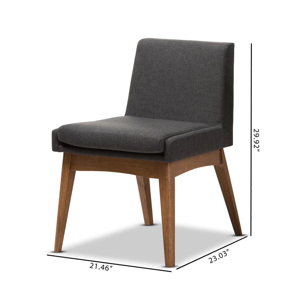 Baxton Studio Nexus Mid-Century Modern Walnut Wood Finishing Dark Fabric Dining Side Chair (Set of 2) | Dining Chairs | Modishstore
