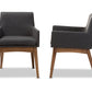 Baxton Studio Nexus Mid-Century Modern Walnut Wood Finishing Dark Grey Fabric Dining Armchair (Set of 2) | Dining Chairs | Modishstore - 4
