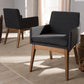Baxton Studio Nexus Mid-Century Modern Walnut Wood Finishing Dark Grey Fabric Dining Armchair (Set of 2) | Dining Chairs | Modishstore - 3