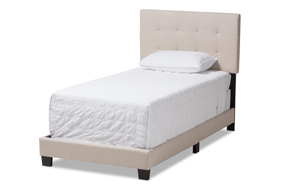 baxton studio brookfield modern and contemporary beige fabric twin size bed | Modish Furniture Store-2