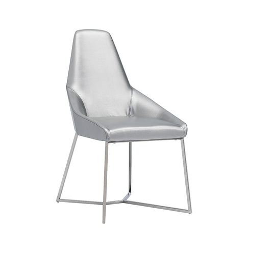 Modrest Sarah Modern Pearl Grey Leatherette Dining Chair (Set of 2) | Modishstore | Dining Chairs