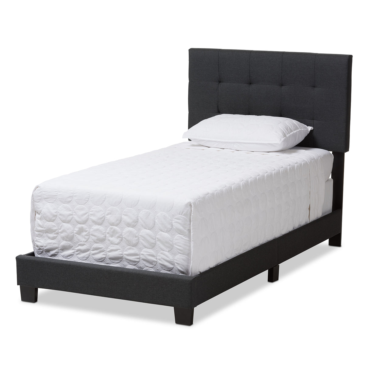 Baxton Studio Brookfield Modern and Contemporary Charcoal Grey Fabric Twin Size Bed | Beds | Modishstore - 2