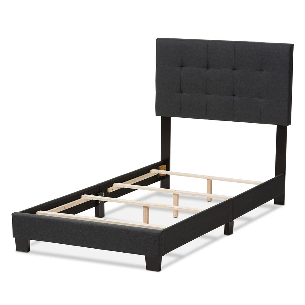 Baxton Studio Brookfield Modern and Contemporary Charcoal Grey Fabric Twin Size Bed | Beds | Modishstore - 4