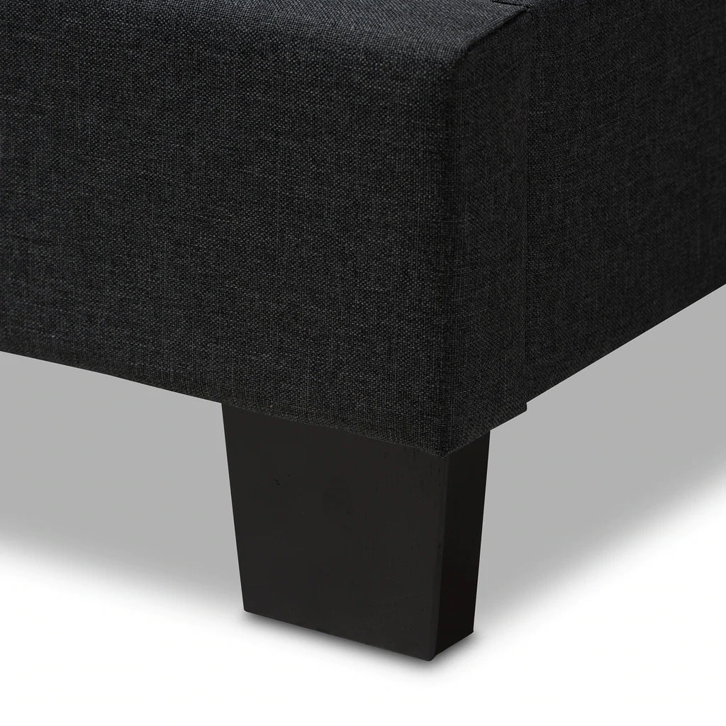 Baxton Studio Brookfield Modern and Contemporary Charcoal Grey Fabric Twin Size Bed | Beds | Modishstore - 6