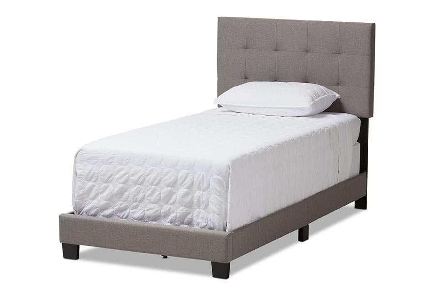 baxton studio brookfield modern and contemporary light grey fabric twin size bed | Modish Furniture Store-2