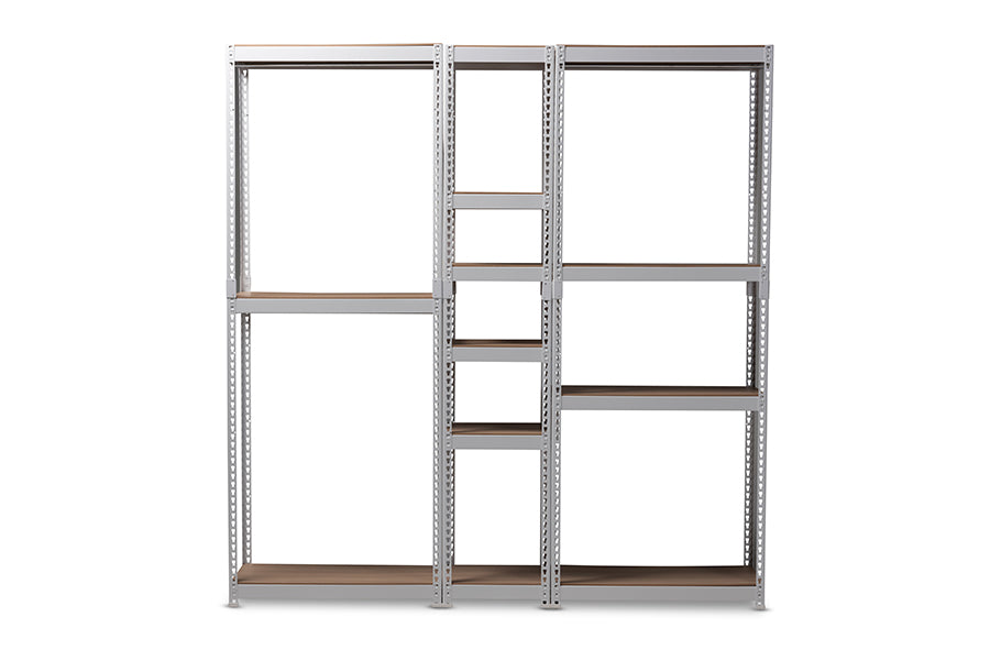 baxton studio gavin modern and contemporary white metal 10 shelf closet storage racking organizer | Modish Furniture Store-3