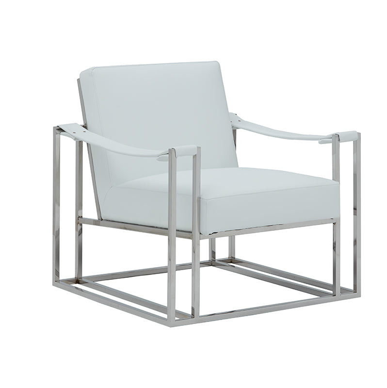 Modrest Larson Modern White Leatherette Accent Chair | Modishstore | Accent Chairs