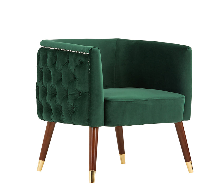 Modrest Bethel Modern Green Velvet Accent Chair | Modishstore | Accent Chairs