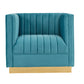 Divani Casa Oneida Modern Blue Velvet Lounge Chair | Modishstore | Lounge Chairs-2