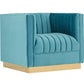 Divani Casa Oneida Modern Blue Velvet Lounge Chair | Modishstore | Lounge Chairs