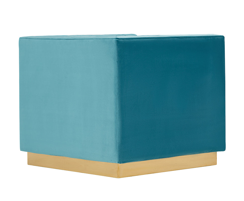 Divani Casa Oneida Modern Blue Velvet Lounge Chair | Modishstore | Lounge Chairs-3