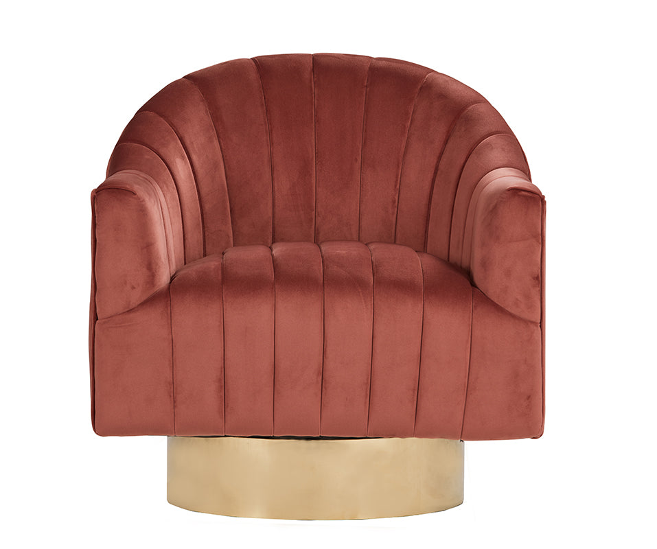 Divani Casa Parson Modern Copper Velvet Swivel Armchair | Modishstore | Armchairs-2