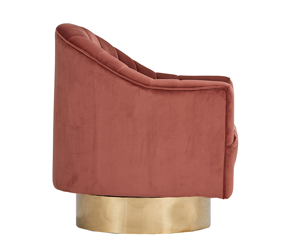 Divani Casa Parson Modern Copper Velvet Swivel Armchair | Modishstore | Armchairs-3
