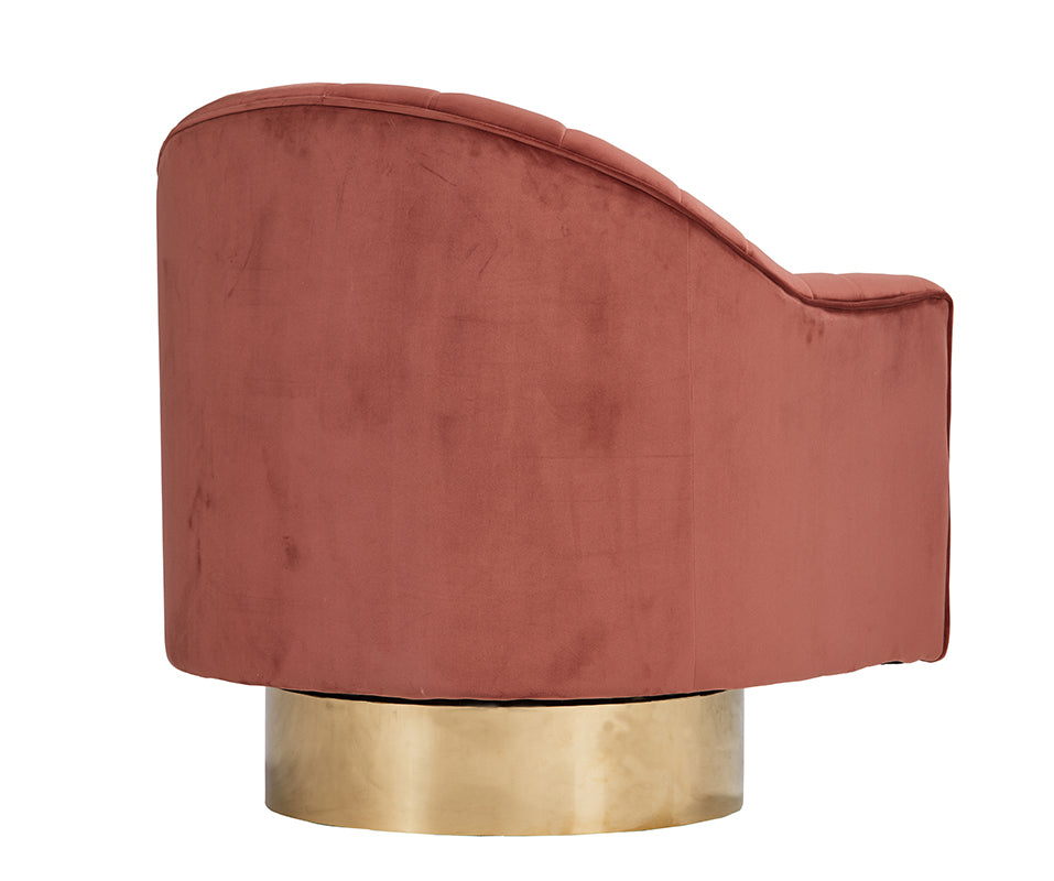 Divani Casa Parson Modern Copper Velvet Swivel Armchair | Modishstore | Armchairs-4