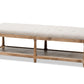 baxton studio celeste french country weathered oak beige linen upholstered ottoman bench | Modish Furniture Store-5