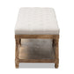 baxton studio celeste french country weathered oak beige linen upholstered ottoman bench | Modish Furniture Store-3