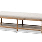 baxton studio celeste french country weathered oak beige linen upholstered ottoman bench | Modish Furniture Store-6