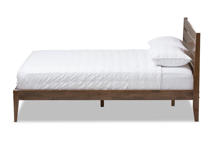 baxton studio elmdon mid century modern solid walnut wood slatted headboard style full size platform bed | Modish Furniture Store-3