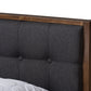 baxton studio jupiter mid century modern grey fabric upholstered button tufted king size platform bed | Modish Furniture Store-5