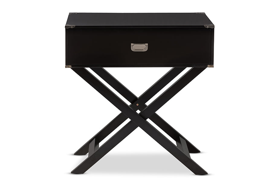 baxton studio curtice modern and contemporary black 1 drawer wooden bedside table | Modish Furniture Store-4