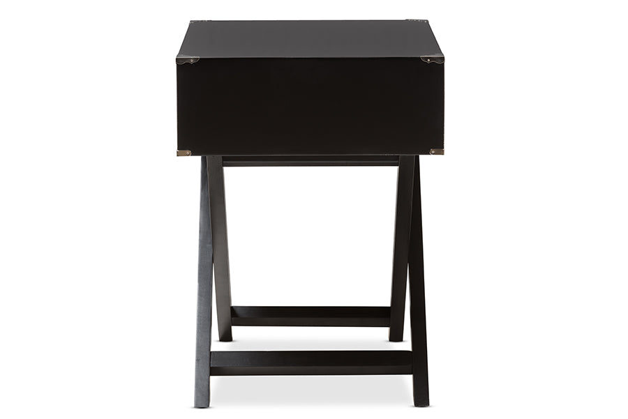 baxton studio curtice modern and contemporary black 1 drawer wooden bedside table | Modish Furniture Store-3