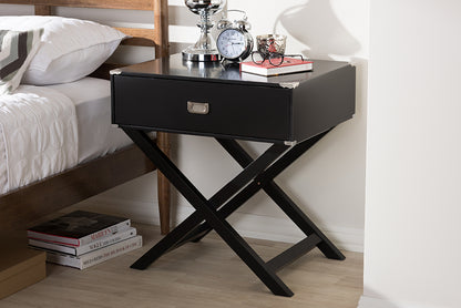 baxton studio curtice modern and contemporary black 1 drawer wooden bedside table | Modish Furniture Store-14
